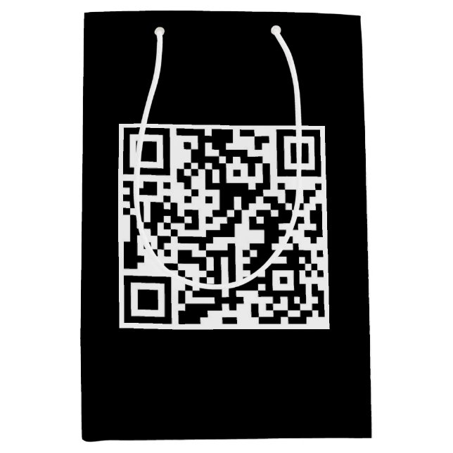 Sac Cadeau Moyen Code QR Anniversaire sur noir (Devant)