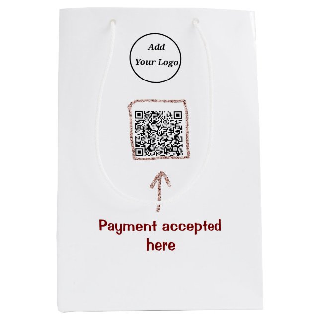 Sac Cadeau Moyen Code QR minimal simple ajout du logo scan du nom d (Devant)
