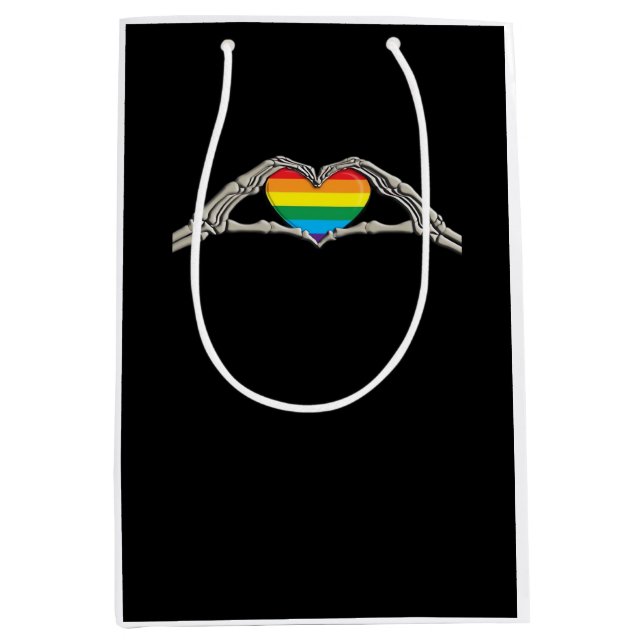 Sac Cadeau Moyen Coeur des mains osseuses actif (Devant)