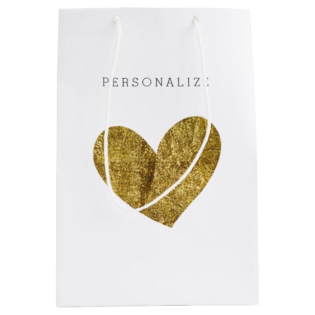 Sac Cadeau Moyen Coeur d'or (Devant)