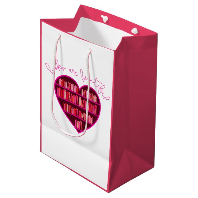 Sac Cadeau Moyen Coeur du livre (Devant Angle)