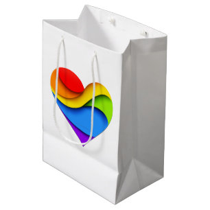 Sac Cadeau Moyen Cœur en forme de SlipperyJoe arc-en-ciel rouge ora