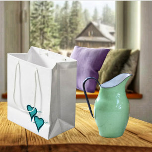 Sac Cadeau Moyen Coeur et flèche turquoise