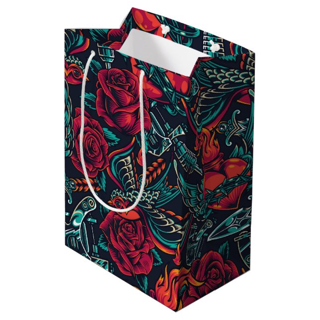 Sac Cadeau Moyen coeur et oiseau (Dos Angle)