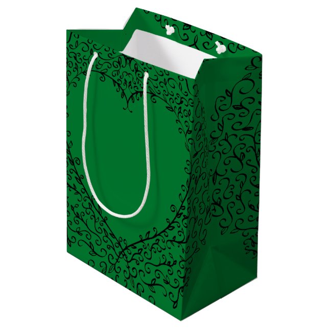 Sac Cadeau Moyen Coeur gothique Mariage noir vert (Dos Angle)