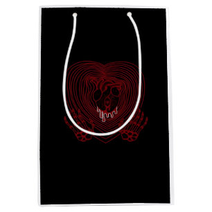 Sac Cadeau Moyen Coeur Pleurant En Rouge - Skeleton Coeurs Mains