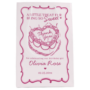 Sac Cadeau Moyen Coeur rose rétro Coquette gâteau cerise Anniversai