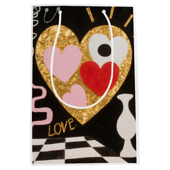 Sac Cadeau Moyen Coeurs d'amour (Devant)