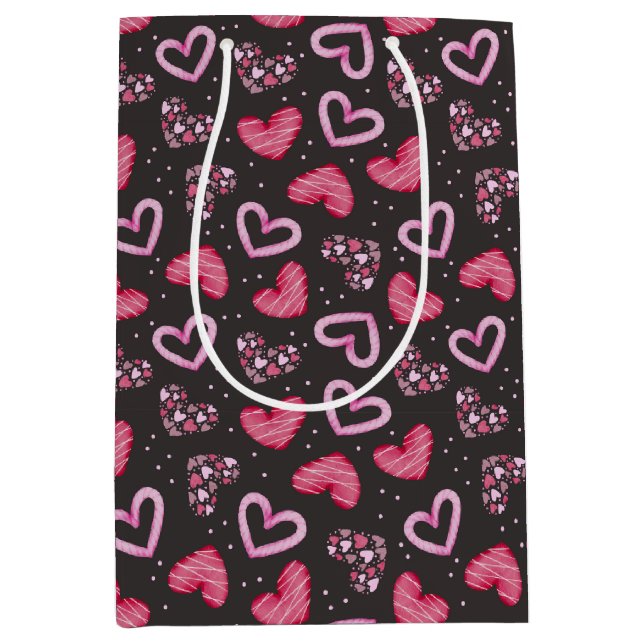 Sac Cadeau Moyen Cœurs et Amour (Devant)