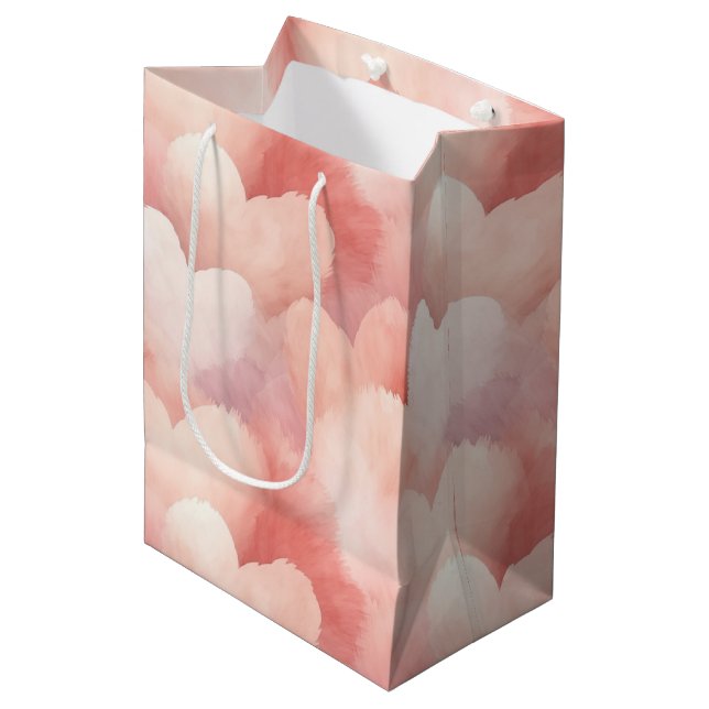 Sac Cadeau Moyen Cœurs rose tendre jolis (Devant Angle)