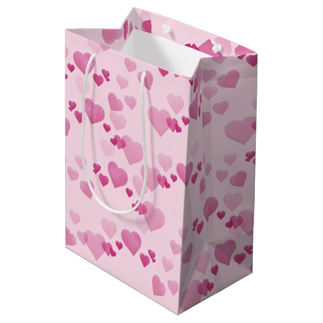 Sac Cadeau Moyen Coeurs roses (Dos Angle)