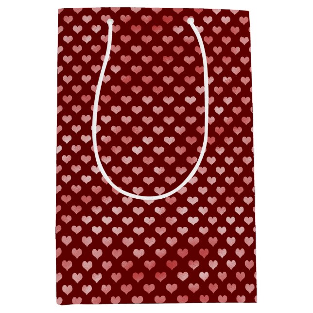 Sac Cadeau Moyen Coeurs rouges roses Ombre (Devant)