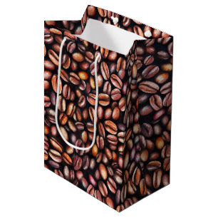 Sac Cadeau Moyen Coffee Haricots crayon Motif Rustique Brown