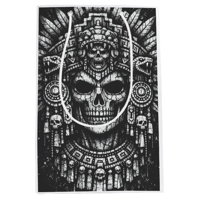 Sac Cadeau Moyen Coiffe de crâne aztèque par BurnsInHell (Devant)