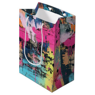 Sac Cadeau Moyen Collage de graffiti urbain avec des couleurs vives