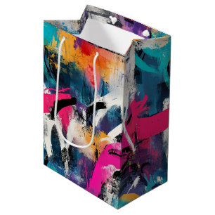 Sac Cadeau Moyen Collage de graffiti urbain avec des couleurs vives