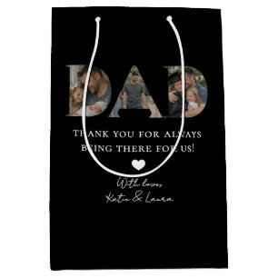 Sac Cadeau Moyen Collage de photos de papa noir moderne Cadeau de f