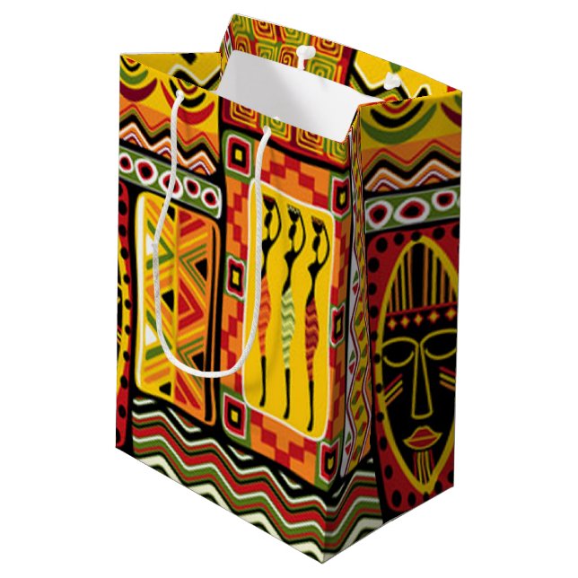 Sac Cadeau Moyen Collage d'impression couleur Motif africain (Dos Angle)