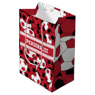 Sac Cadeau Moyen Collage rouge foncé de ballon de football