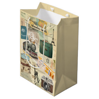 Sac Cadeau Moyen Collage Vintage voyage