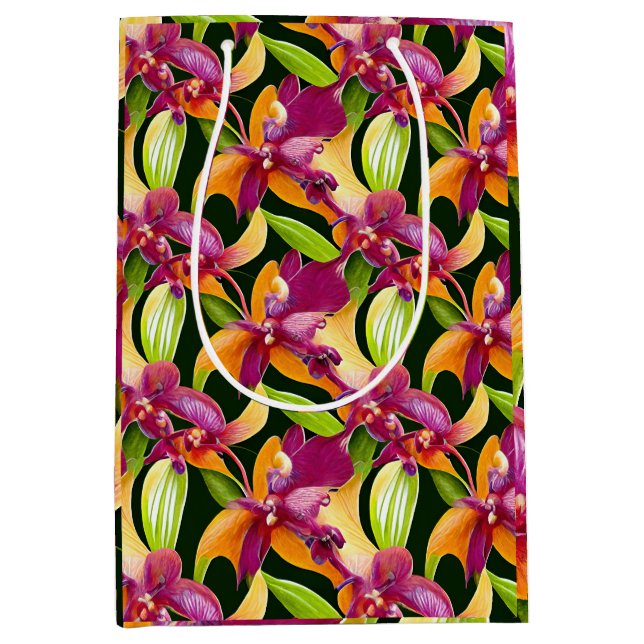 Sac Cadeau Moyen Collection Aloha Botaniques florales luxuriantes (Devant)