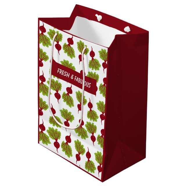 Sac Cadeau Moyen Collection Betterave Fraîche Blanc (Devant Angle)