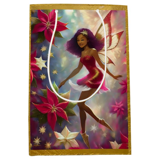 Sac Cadeau Moyen Collection de fées de Noël Tint de Plum Coiffure n (Devant)