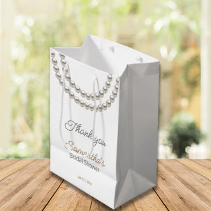 Sac Cadeau Moyen Collier de perles élégant pour la douche de mariée