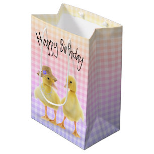 Sac Cadeau Moyen Colliers D'Anniversaire Sur Ginhgam