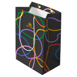 Sac Cadeau Moyen Coloré Abstrait Wavi lignes Motif