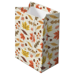 Sac Cadeau Moyen Coloré Feuille d'automne Motif
