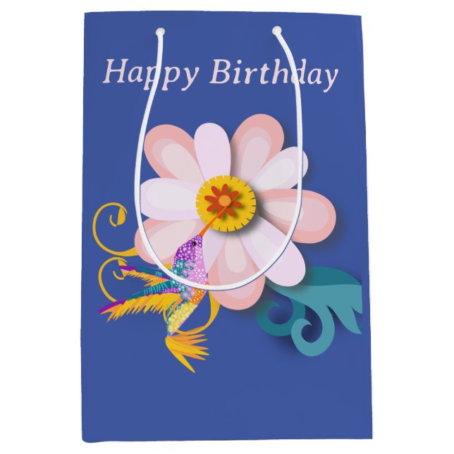 Sac Cadeau Moyen Coloré Humming Bird modifiable (Devant)