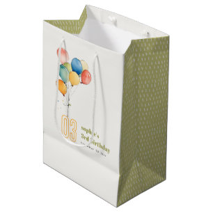 Sac Cadeau Moyen Coloré Jaune Rouge Vert Ballons Anniversaire de en