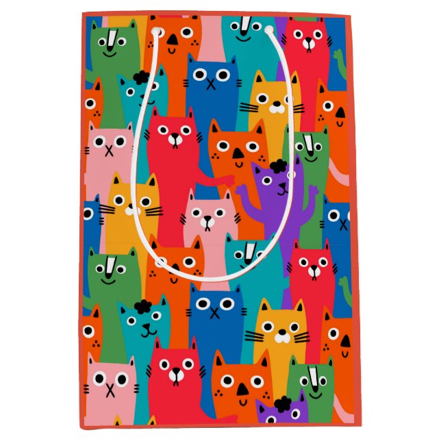 Sac Cadeau Moyen Colorful cats (Devant)