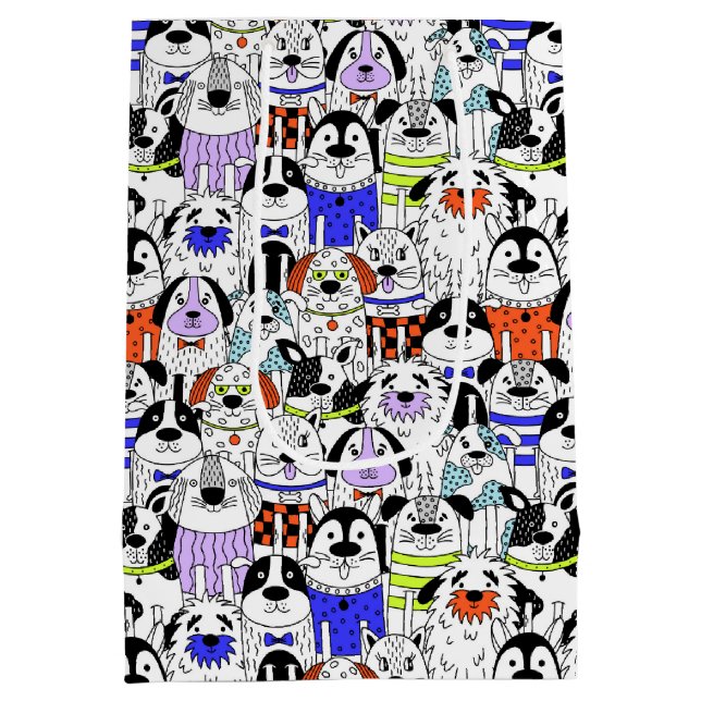 Sac Cadeau Moyen Colorful Dog Crowd Pattern (Dos)