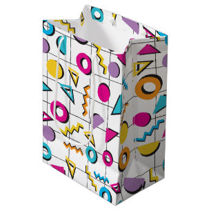 Sac Cadeau Moyen Colorful Eighties 80's Retro Motif géométrique