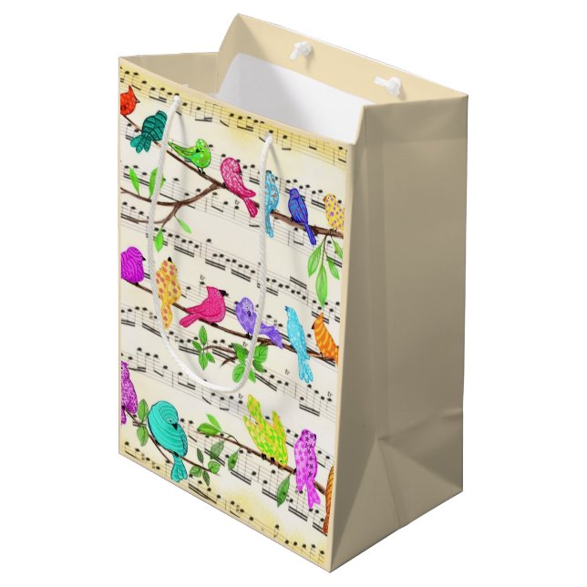 Sac Cadeau Moyen Colorful Musical Birds Poison Bag Spring (Devant Angle)