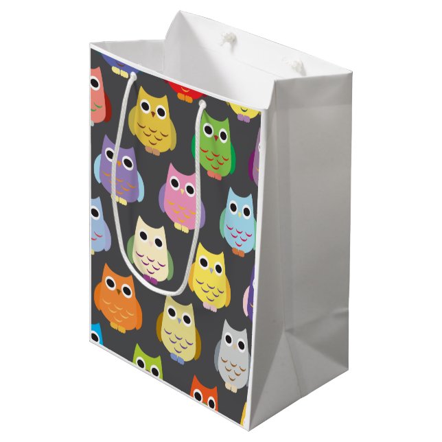 Sac Cadeau Moyen Colorful owls (Devant Angle)