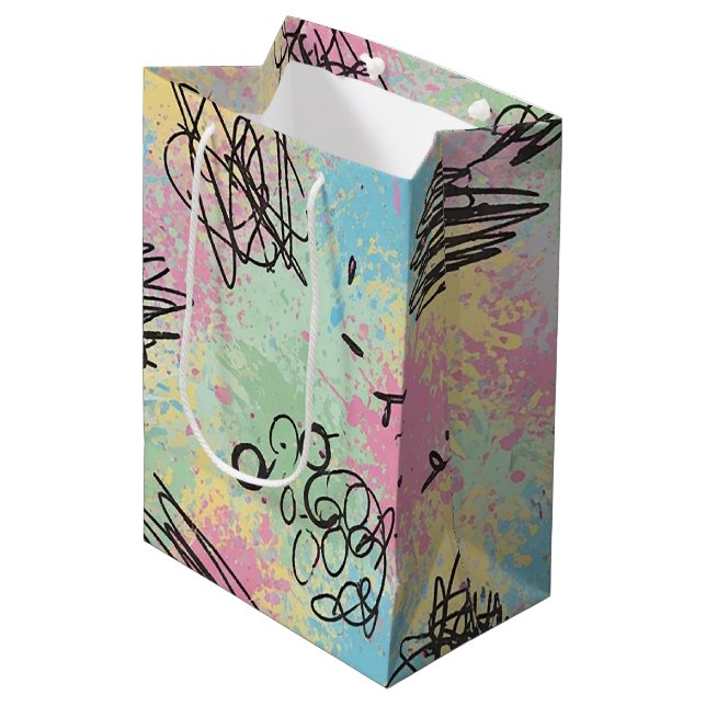 Sac Cadeau Moyen Colorful Urban Graffiti Pattern (4) (Devant Angle)