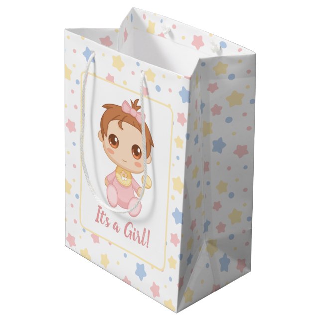 Sac Cadeau Moyen Combinaison rose pour bébé fille (Dos Angle)