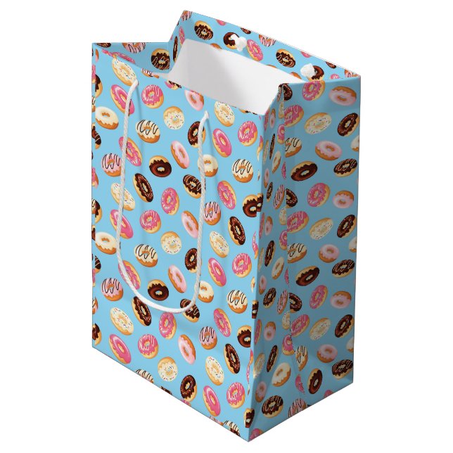 Sac Cadeau Moyen Conception à carreaux Donuts (Devant Angle)