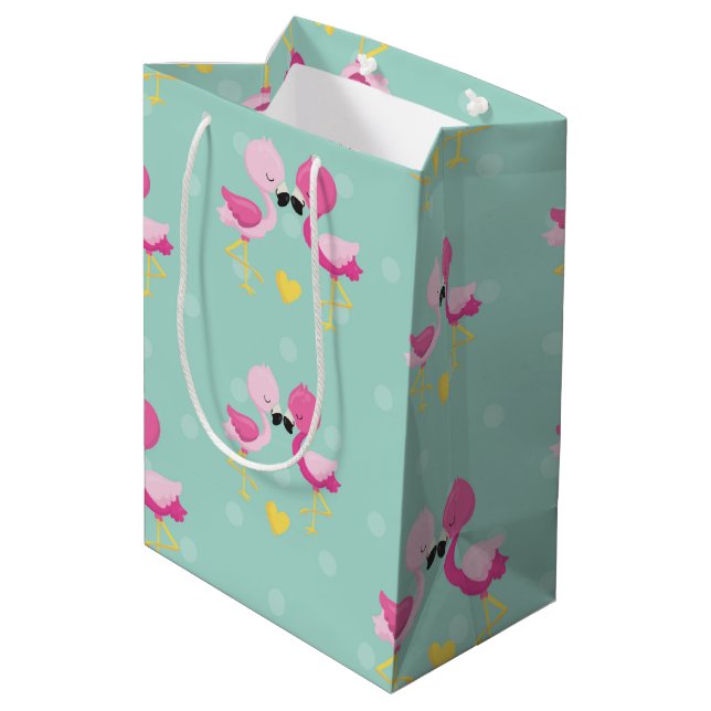 Sac Cadeau Moyen Conception Amusement Flamant 1 (Dos Angle)