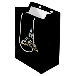 Sac Cadeau Moyen Conception celtique de noeud de spirales noires