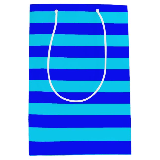 Sac Cadeau Moyen Conception de bandes bleues cyan  (Devant)