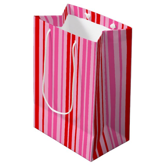 Sac Cadeau Moyen Conception de bandes verticales rose bubble gum ro (Devant Angle)