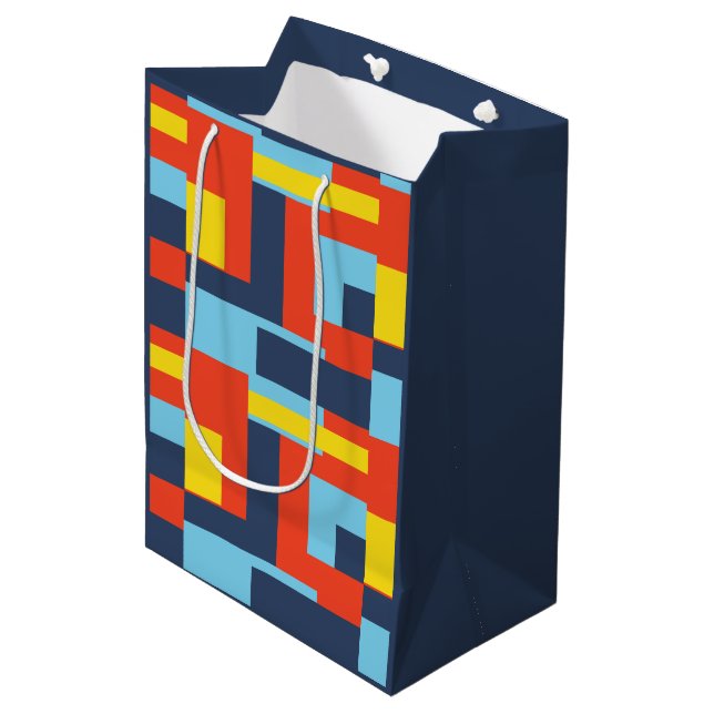 Sac Cadeau Moyen Conception de bloc solide rétro/Ensemble 2 (Devant Angle)