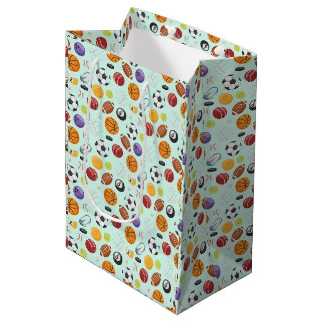 Sac Cadeau Moyen Conception de boules de sport (Devant Angle)