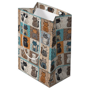 Sac Cadeau Moyen Conception de courtepointe de chat
