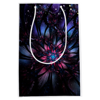 Sac Cadeau Moyen Conception de fleur fractale abstraite.