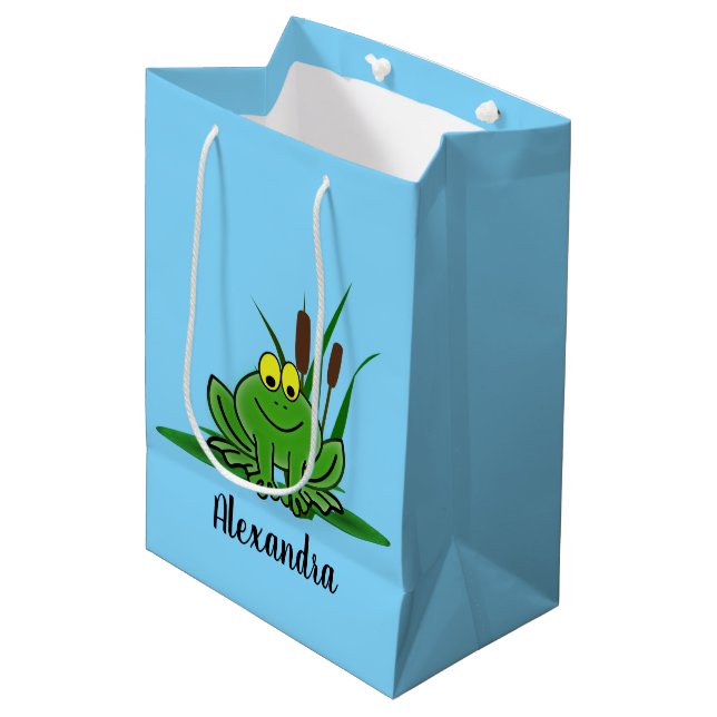 Sac Cadeau Moyen Conception de grenouille verte (Devant Angle)